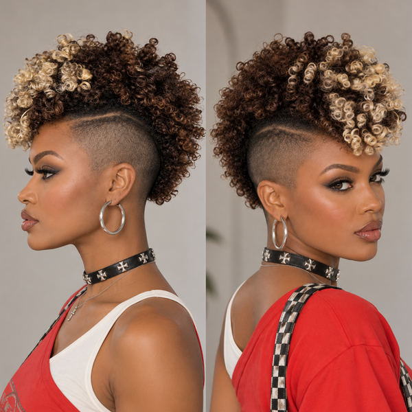 Bequeen Brown Highlight Blonde 100% Human Hair Mohawk