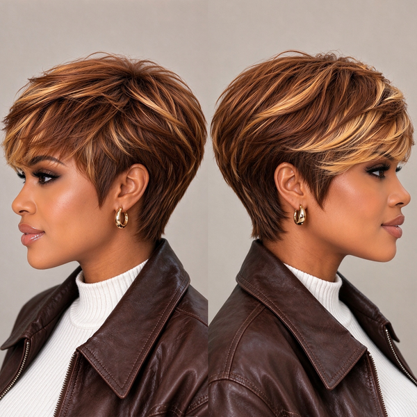 Bequeen Brown Highlight Blonde Machine Made Full Cap Wig