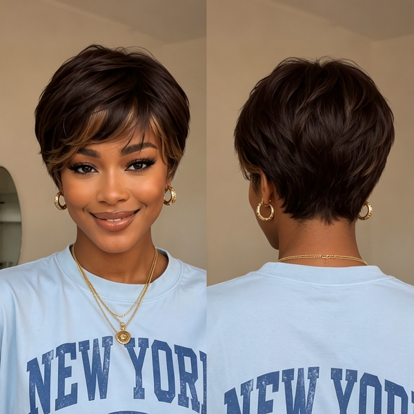 Bequeen Brown Highlight No Lace Wig