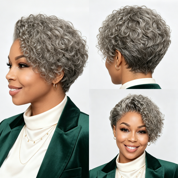 Bequeen Brown Small Curly Special Style Pixie Cut Frontal Lace Wig