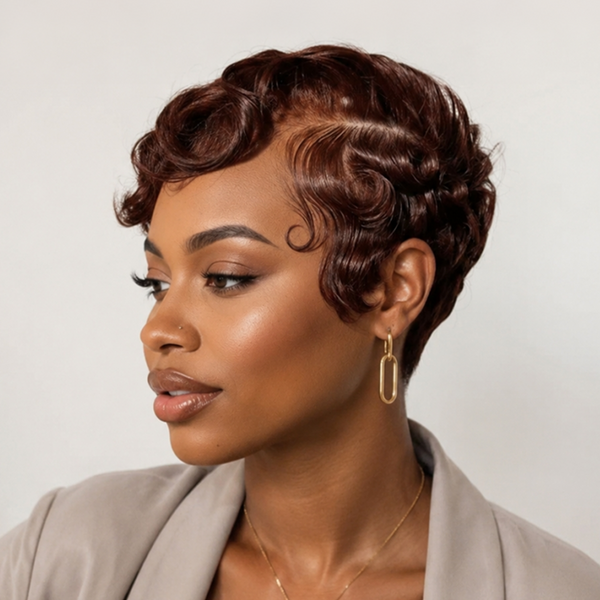 Bequeen Brown Wave Lace Side Part Pixie Wig
