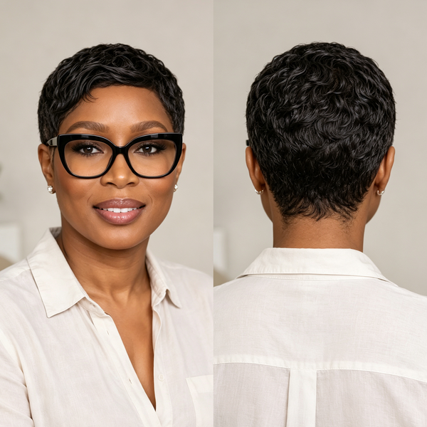 Bequeen Chic Scalp Salt And Pepper Natural Pixie Wig