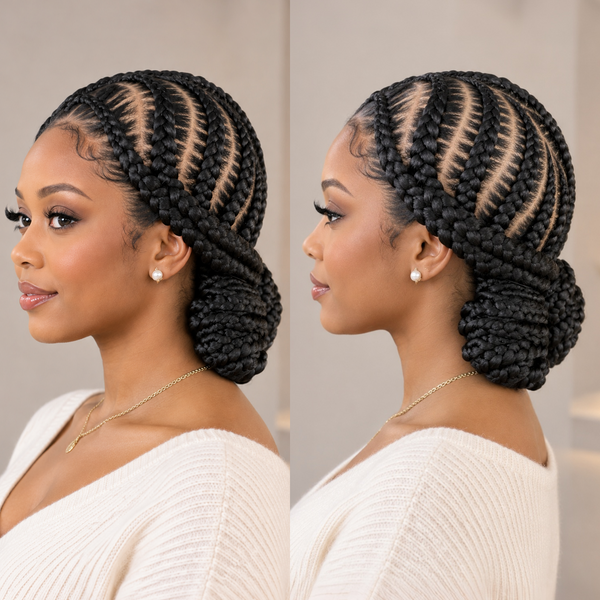 Bequeen Cute Two Buns Special Braid Full Lace Wig