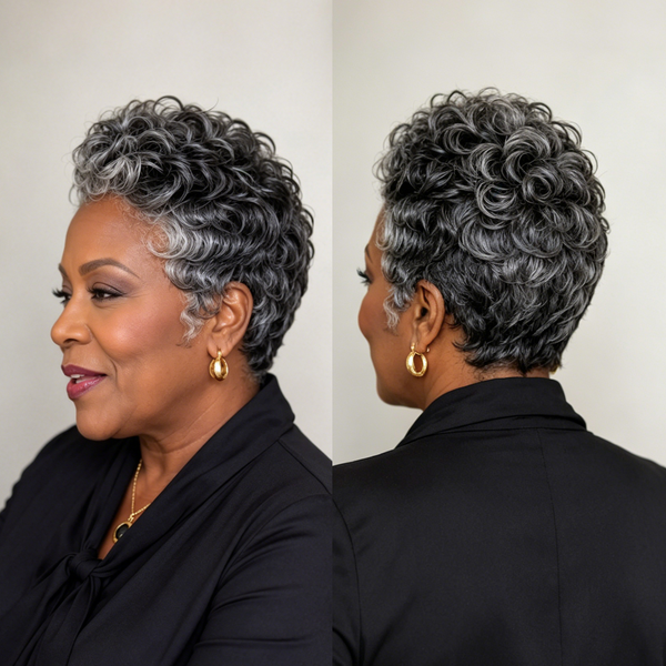 Bequeen Elegance Curly Wave 13X4 Lace Salt and Pepper Wig