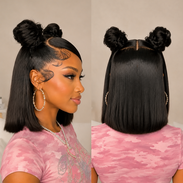 Bequeen Fashion Cute Gray Bob Braid Frontal Lace Wig
