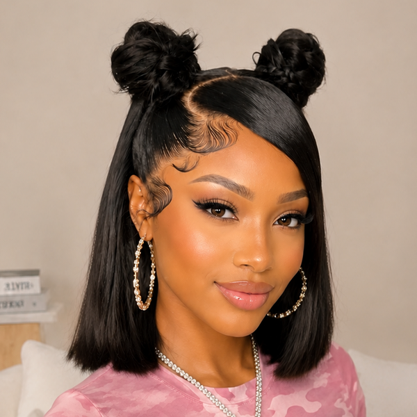 Bequeen Fashion Cute Gray Bob Braid Frontal Lace Wig