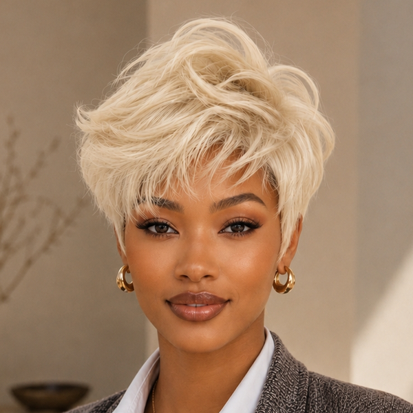 Bequeen Blonde Fashion Machine Made Pixie Wig Under $79