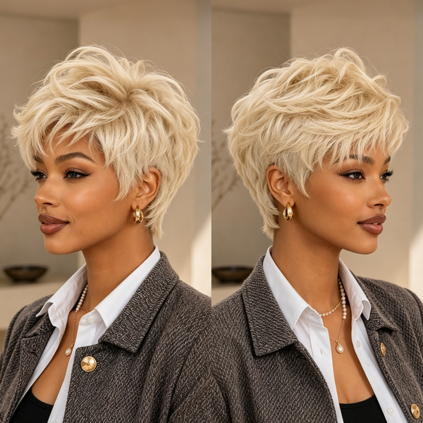Bequeen Blonde Fashion Machine Made Pixie Wig Under $79