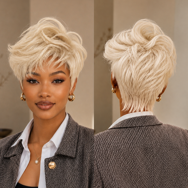 Bequeen Blonde Fashion Machine Made Pixie Wig Under $79