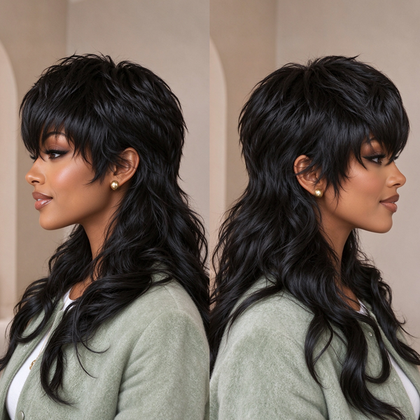 Bequeen Fashion Wave Long Mullet Wig With Bangs