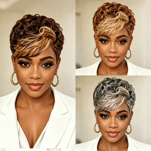 Bequeen Fluffy Chic Machine Made Highlight Pixie Wig