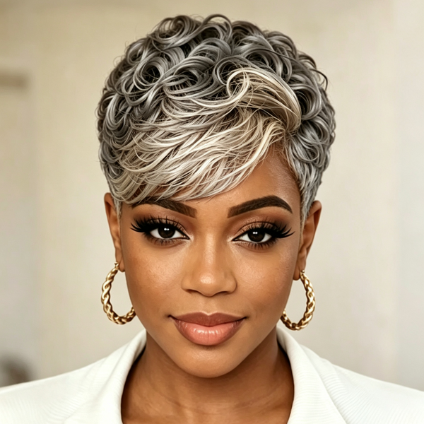 Bequeen Fluffy Chic Machine Made Highlight Pixie Wig