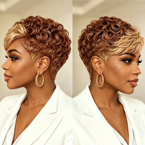 Bequeen Fluffy Chic Machine Made Highlight Pixie Wig