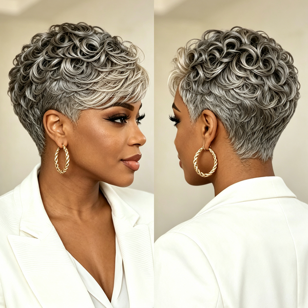 Bequeen Fluffy Chic Machine Made Highlight Pixie Wig
