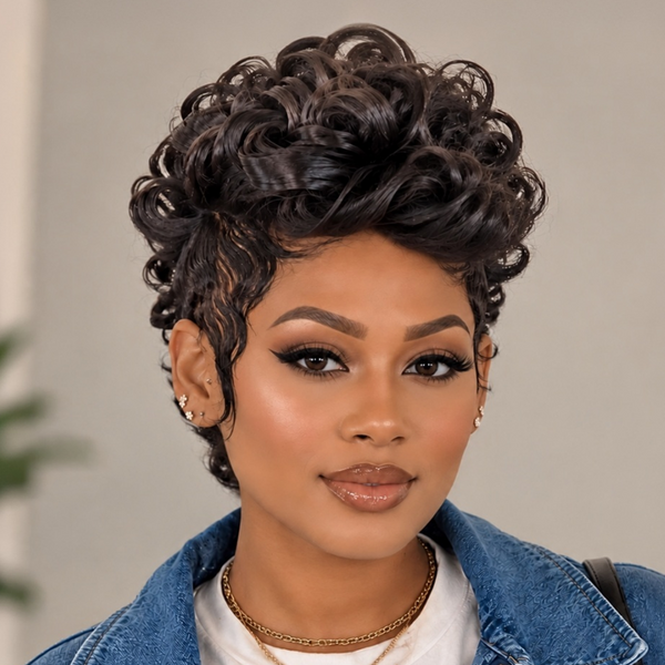 Bequeen Full Lace Special Scalp Curly Pixie Wig