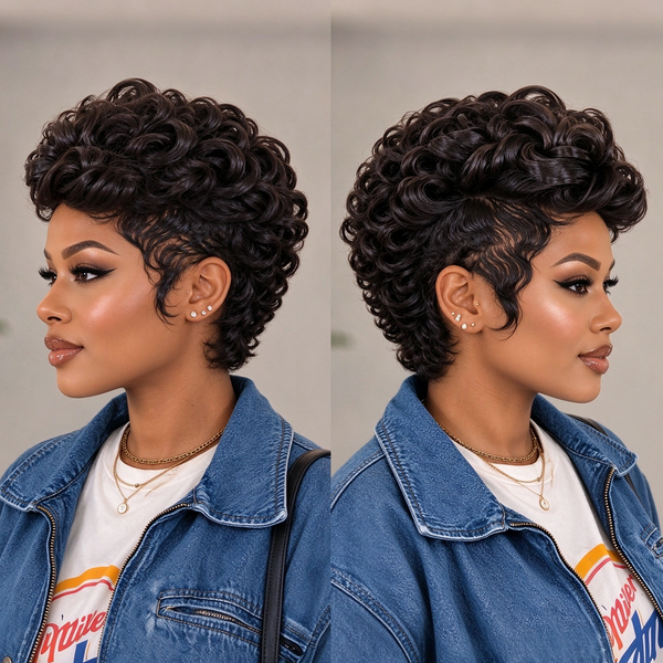 Bequeen Full Lace Special Scalp Curly Pixie Wig