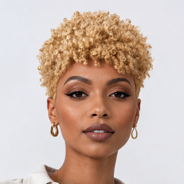 Bequeen Golden Curly TWA Special Made Pixie Wig