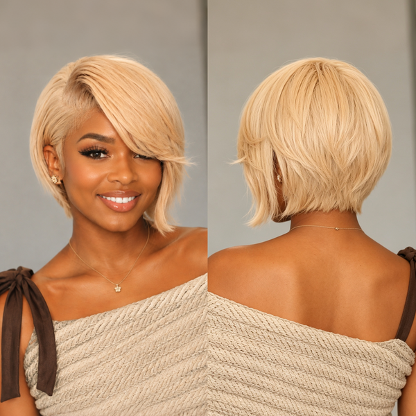 Bequeen Golden Elegance Bob Wig 100% Human Hair