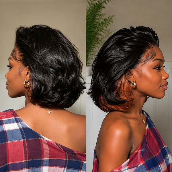 Bequeen Highlight Blonde Glamour Waves Frontal Lace Bob Wig