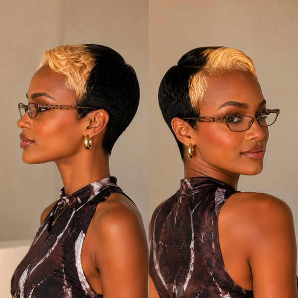 Bequeen Highlight Blonde Pixie Cut No Lace Wig For Black Women