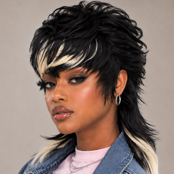 Bequeen Highlight White Mullet Glueless Wig