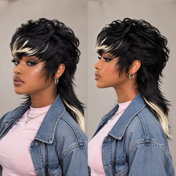 Bequeen Highlight White Mullet Glueless Wig