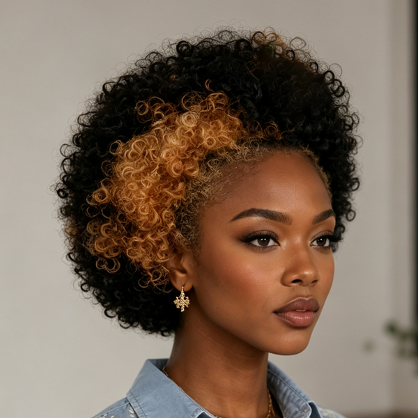 Bequeen Highlight Yellow Afro Curly Special Style Wig