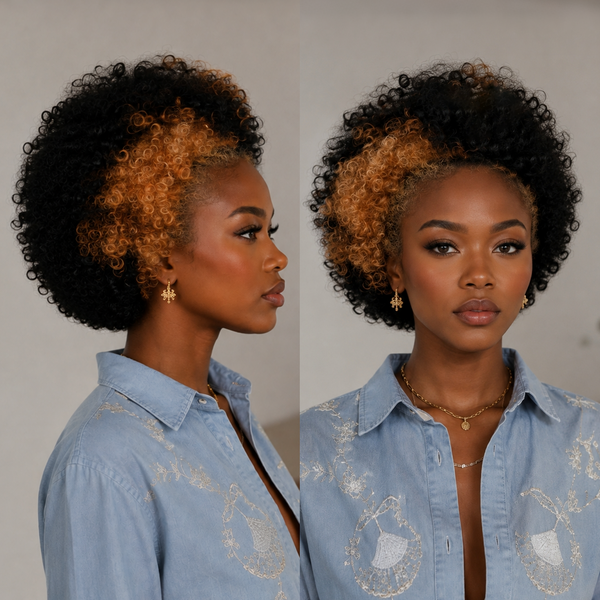 Bequeen Highlight Yellow Afro Curly Special Style Wig