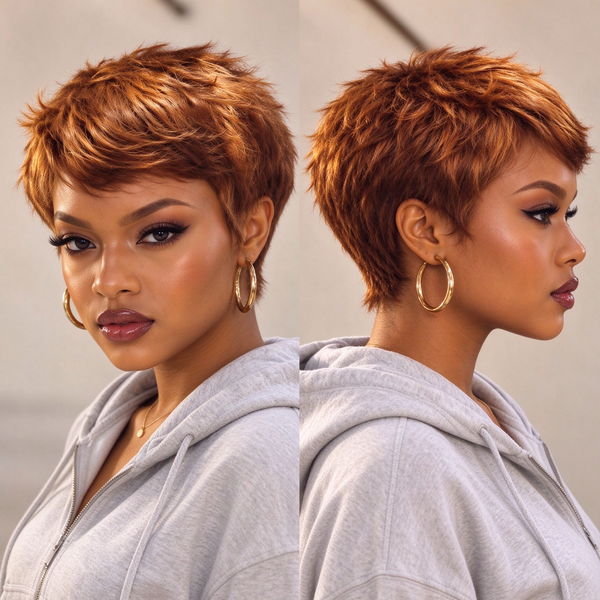 Bequeen Honey Blonde Machine Made Pixie Wig