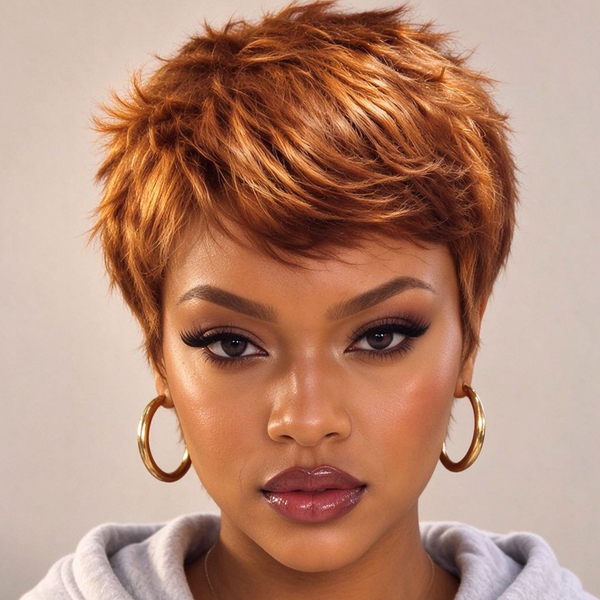 Bequeen Honey Blonde Machine Made Pixie Wig