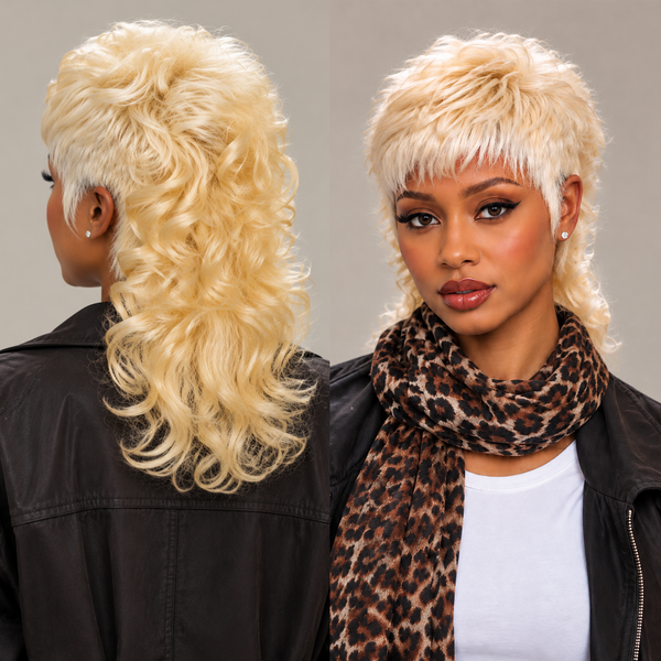 Bequeen Ice Blonde Mullet Glueless Wig