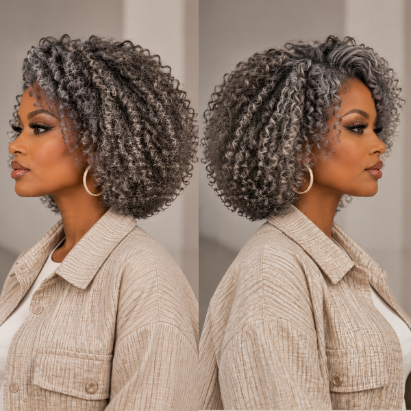Bequeen Kinky Curly Side Part Human Hair Wigs