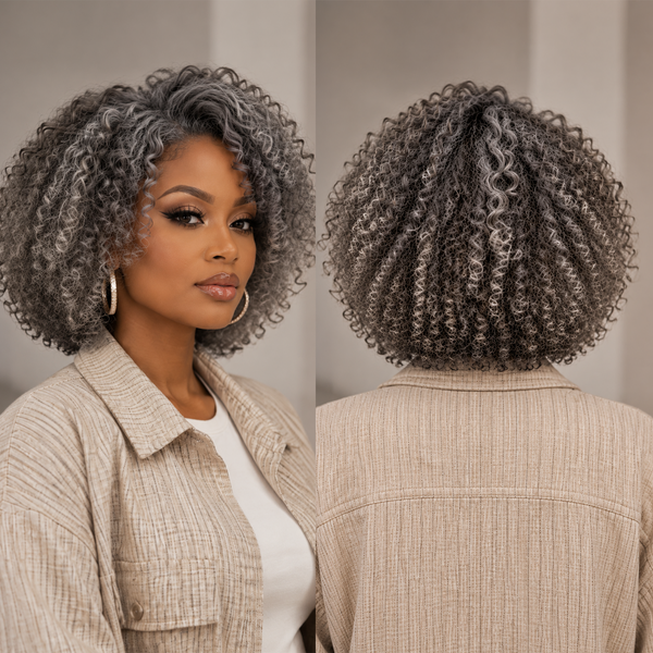 Bequeen Kinky Curly Side Part Human Hair Wigs
