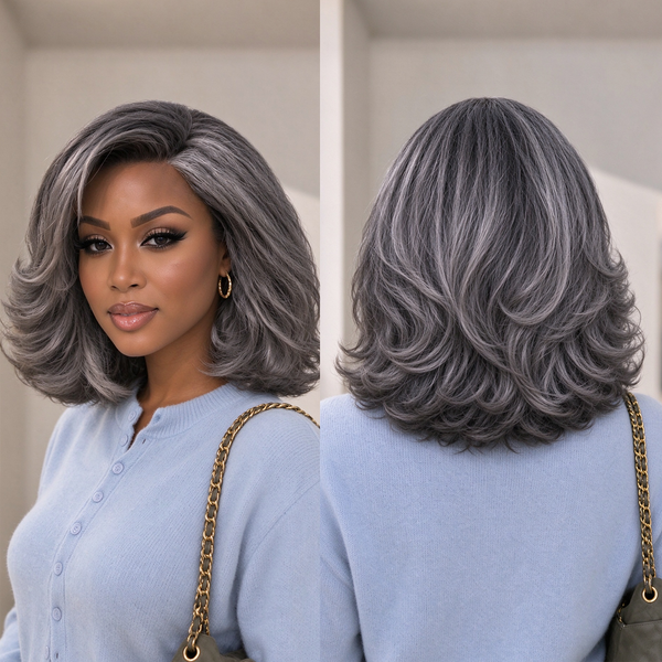 Bequeen Luxurious Salt & Pepper Fashion BOB Wig