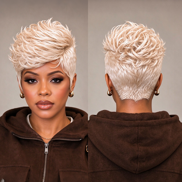 Bequeen Machine Made 1B Fashion Short Cut Wig