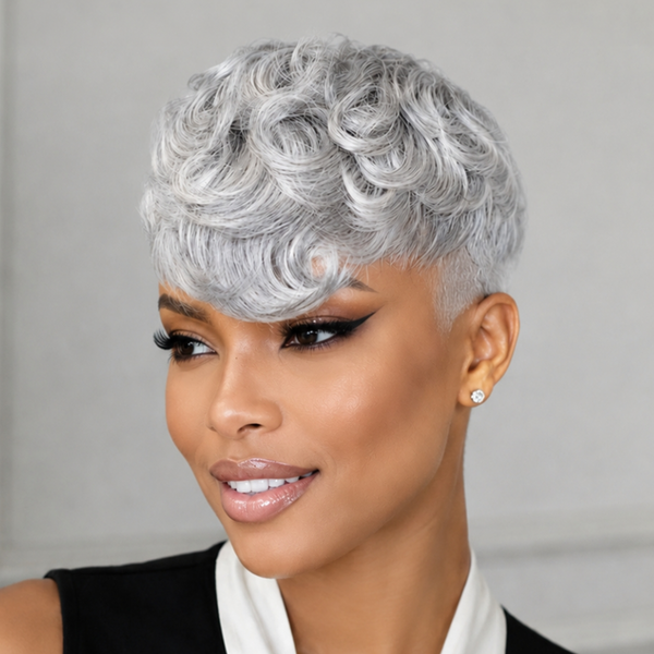 Bequeen Grey Machine Made Big Wavy Topper