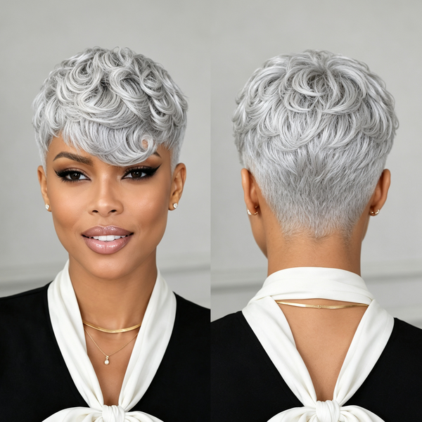 Bequeen Grey Machine Made Big Wavy Topper