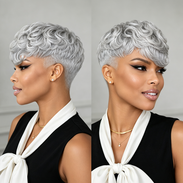 Bequeen Grey Machine Made Big Wavy Topper