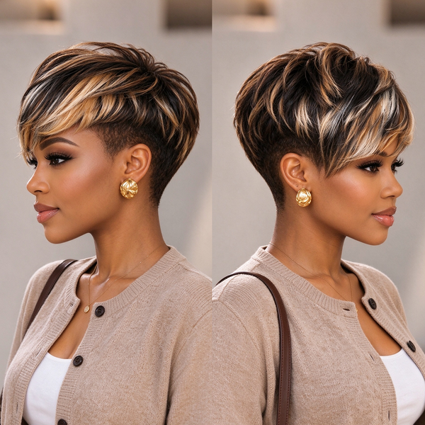Bequeen Mixed Color Pixie Cut Wig Special Style Wig