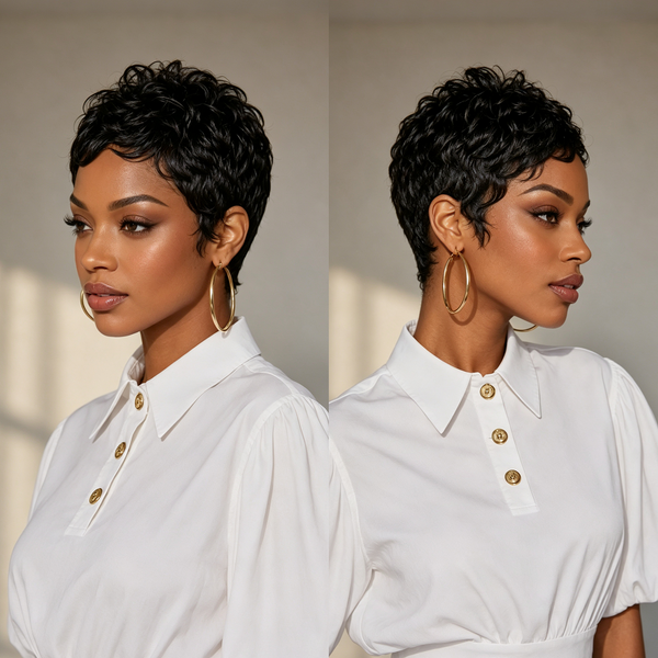 Bequeen Natural Black Wave Pixie Wig (3 Colors)