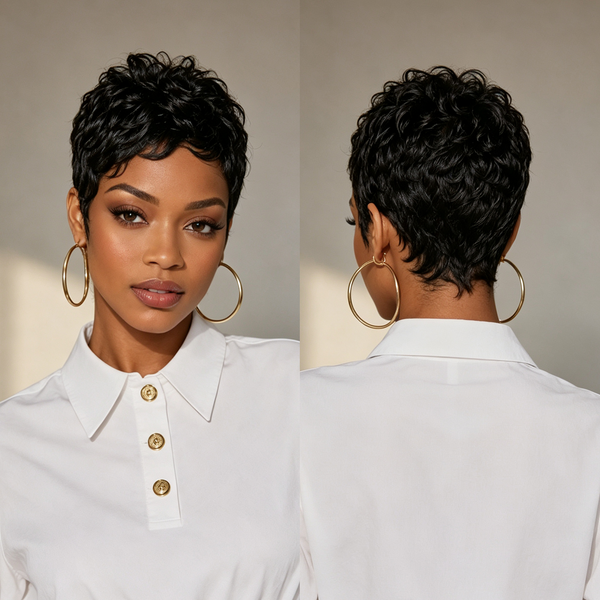 Bequeen Natural Black Wave Pixie Wig (3 Colors)