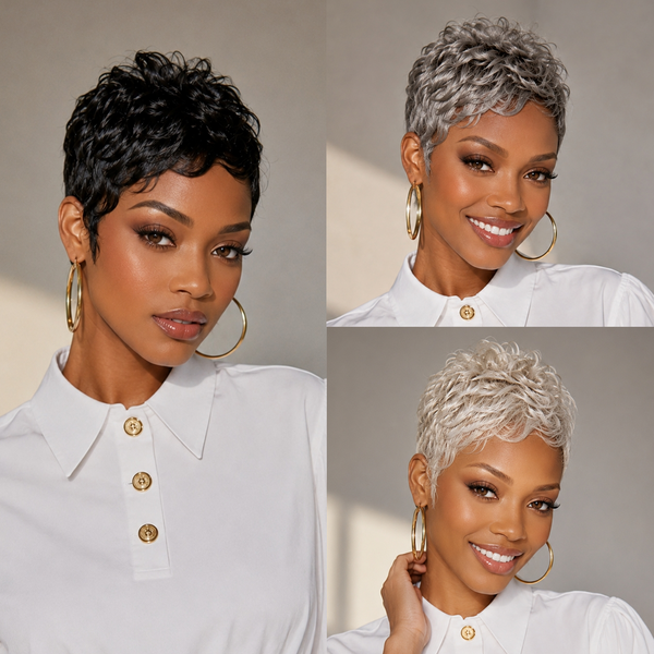 Bequeen Natural Black Wave Pixie Wig (3 Colors)