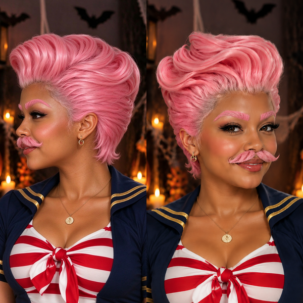 Bequeen Frontal Lace Pink Pretty Pixie Halloween Wig Set