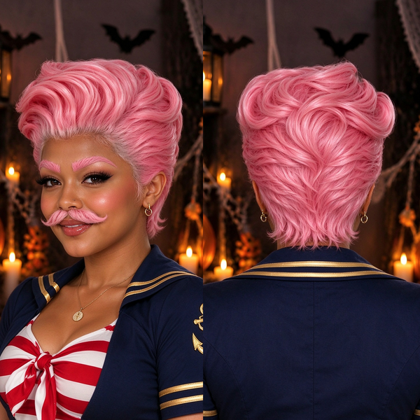 Bequeen Frontal Lace Pink Pretty Pixie Halloween Wig Set