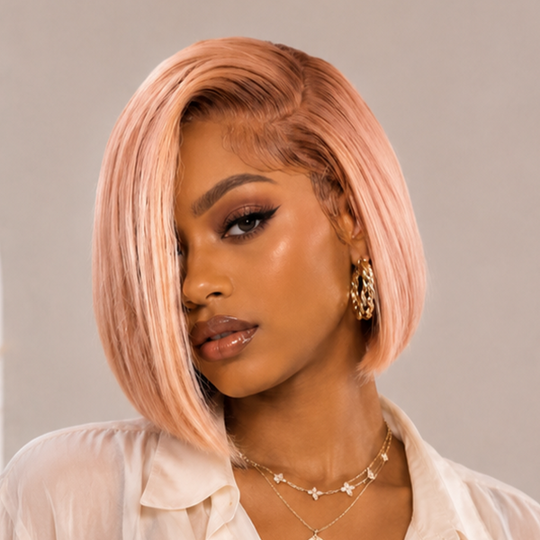 Bequeen Pink Side Part Sexy Bob Lace Wig