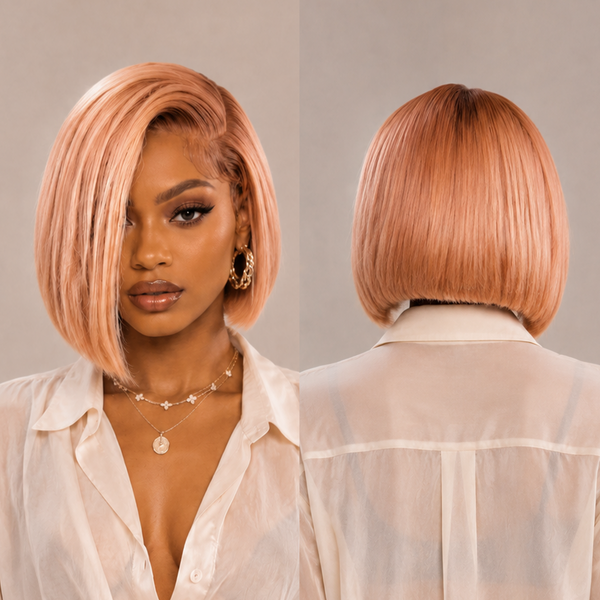 Bequeen Pink Side Part Sexy Bob Lace Wig