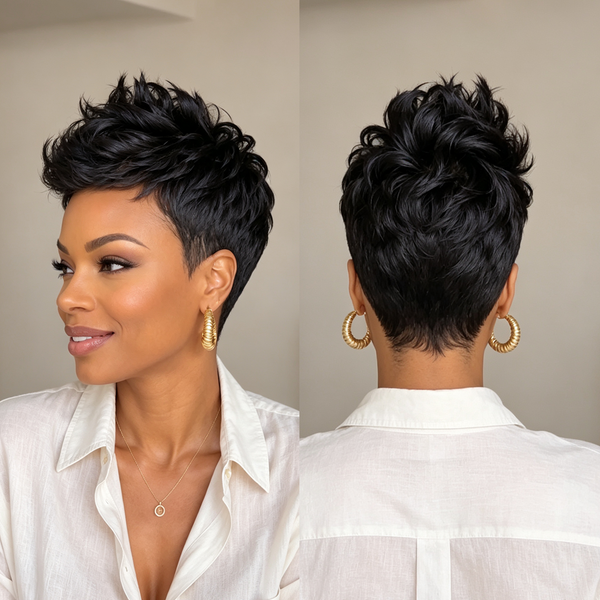 Bequeen Pixie Cut 100% Human Hair Full Lace Wig