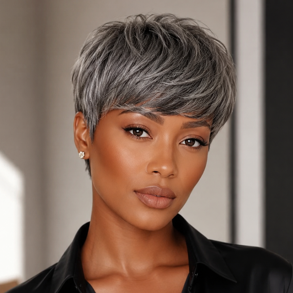 Bequeen Pixie Style Natural Black Wig
