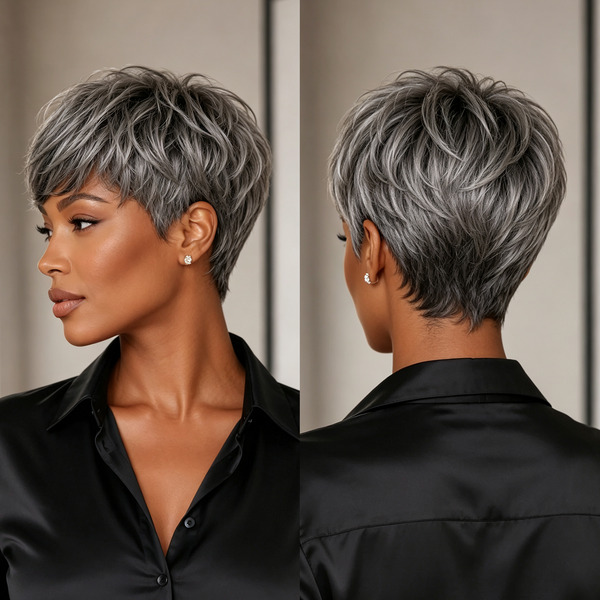 Bequeen Pixie Style Natural Black Wig