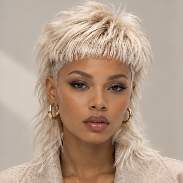 Bequeen Platinum Mullet Styled Halloween Topper (Not A Wig)